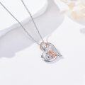wholesale 925 Sterling Silver Double Heart with Figures and Cubic Zirconia Pendant Necklace  for Women Sisters Moms Friends-0-1