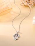 wholesale 925 Sterling Silver Blue Sapphire & Cubic Zirconia Hamsa Hand Pendant Necklace with Chain 36 Length-0-3