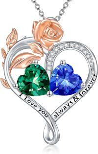 wholesale Sterling Silver Rose Quartz Heart Birthstone Necklace for Women Valentine s Day Gift-05-09-May-Sep Birthstones