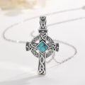 wholesale 925 Sterling Silver Turquoise Celtic Cross Tree of Life Pendant Necklaces for Men & Women-0-2