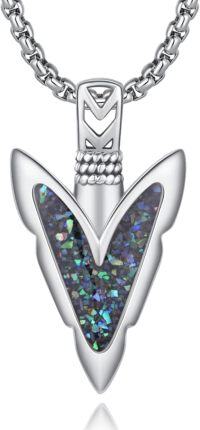 wholesale 925 Sterling Silver Blue Opal Abalone Shell Pendant Necklace with Black Gold Plating-Crushed Abalone