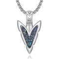wholesale 925 Sterling Silver Oxidized Arrowhead Pendant Necklace With Black Opal Inlay-0-0