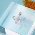 wholesale 925 Sterling Silver Dragonfly Pink Ribbon Dangle Charm Bead for Pandora Style Bracelets Jewelry Making Supplies (Pink)-0-1