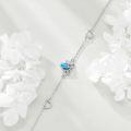 wholesale 925 Sterling Silver Blue Turquoise Lotus Flower Charm Bracelet for Women - Adjustable Length s-0-2