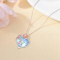 wholesale 925 Sterling Silver Rose Gold Heart Dance Couple Moonstone Pendant Necklace-0-3