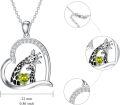 wholesale 925 Sterling Silver Heart-Shaped Green Stone Mother and Baby Giraffe Pendant Necklace for Women Girls Gifts Jewelry 48cm Chain Length-0-2