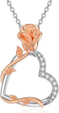 wholesale 925 Sterling Silver Lab-Grown Cubic Zirconia Rose Heart Pendant Necklace for Women - Anniversary/Birthday/Mother's Day Gift Idea-A-Heart Rose Diamond