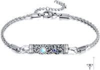 wholesale 925 Sterling Silver Cremation Jewelry Bracelet with Moonstone and Butterfly Charm for Ashes Keepsake Gift (Small)-Bird Urn Bracelet