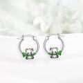 wholesale 925 Sterling Silver Cute Panda Bamboo Leaf Hoop Earrings Gift for Girls and Women-0-1