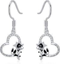 wholesale 925 Sterling Silver Heart-Shaped Cow Drop Stud Earrings for Women - Cow Lover Gift Idea-Style D