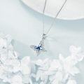 wholesale 925 Sterling Silver Blue Butterfly Crystal Pendant Necklace s for Women-0-4