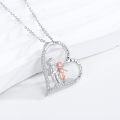 wholesale 925 Sterling Silver Sis & Bro Love Forever Heart Pendant Necklace Gifts for Women-0-1