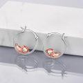 wholesale 925 Sterling Silver Rose Gold Plated Cartoon Pig Charm Circle Hoop Earrings for Women Girls Gift Idea-0-2