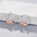 wholesale 925 Sterling Silver 925 Sterling Silver Pig Hoop Earrings Wholesale With Rose Gold Pig Charm-0-2