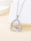 wholesale 925 Sterling Silver Fox in Heart Pendant Necklace s for Women-0-4