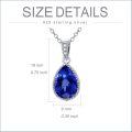 wholesale Sterling Silver Natural Gemstone Diamond Necklace 1 Ct Pear Teardrop Pendant 18+2 Inch Women s Birthday Mother s Day Gift-0-26