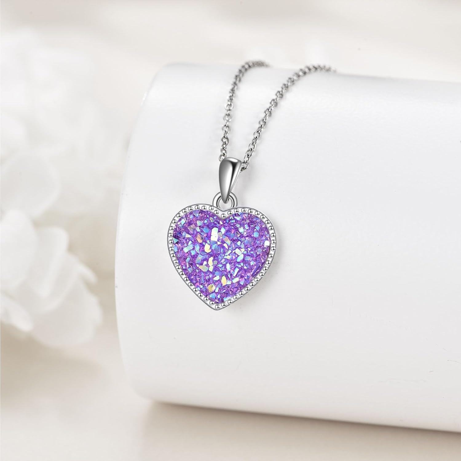 Sterling Silver Heart Pendant Necklace Love Jewelry Gift for Women-0-3