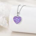 wholesale 925 Sterling Silver Heart Pendant Necklace Platinum Plated Iridescent Rainbow Crystal Beaded Edge-0-12