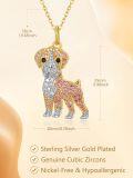 wholesale 925 Sterling Silver Gold-Plated Cubic Zirconia Dog Pendant Necklace for Dog Lovers-0-3