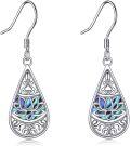 wholesale 925 Sterling Silver Moonstone Lotus Leverback Earrings 18x13mm, Hypoallergenic Gift-0-0