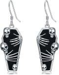 wholesale 925 Sterling Silver Gothic Coffin Dangle Earrings with Spiders and Cats - Halloween Gifts for Women-0-0