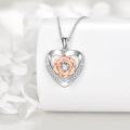 wholesale 925 Sterling Silver Rose Flower Pendant Necklace with Cubic Zirconia Gemstone Gifts for Women-0-2