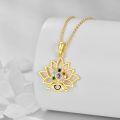 wholesale Gold Lotus Evil Eye 925 Sterling Silver Stone Pendant Necklace for Women s-0-1