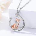 wholesale 925 Sterling Silver Fox Pendant Necklace with Stars and Moon Charm for Girls' Gifts-0-1