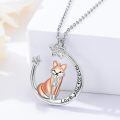 wholesale 925 Sterling Silver Fox Pendant Necklace with Stars and Moon Charm for Girls' Gifts-0-1