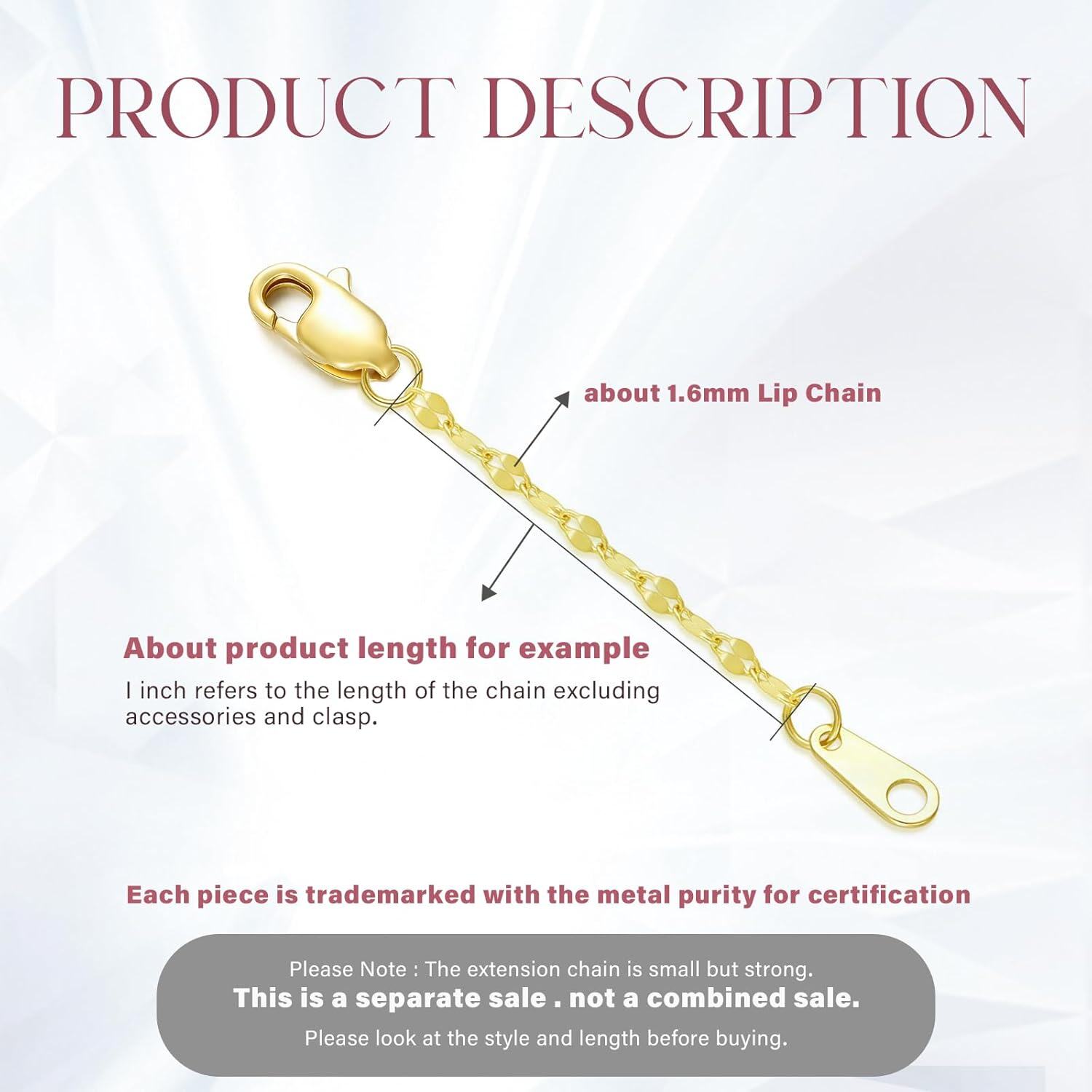 Gold Extendable Necklace & Anklet Chain w/Double Clasp 24K Gold Plated Extension Link Adjusts to Fit Any Size-0-1