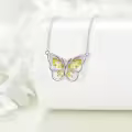 wholesale 925 Sterling Silver Amethyst Butterfly Necklaces Wholesale for Women Crystal Pendant Gift-0-2