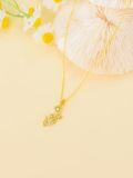 wholesale  14K Gold & Moissanite Lily Floral Pendant Necklace - 22mm Birth Flower Jewelry Gift for Women-0-4