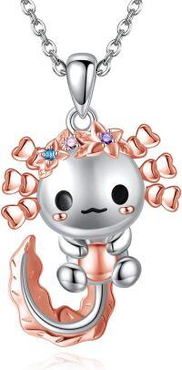 wholesale 925 Sterling Silver Axolotl Charm Necklace - Kawaii Jewelry for Women-axolotl
