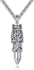wholesale 925 Sterling Silver Tree of Life Bullet Cremation Keepsake Pendant Necklace for Ashes Memory Gifts-0-0