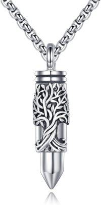 wholesale 925 Sterling Silver Tree of Life Bullet Cremation Keepsake Pendant Necklace for Ashes Memory Gifts-Tree of Life-02