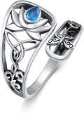 wholesale Sterling Silver Sun Moon Bee Celtic Tree Life Lotus Spoon Adjustable Open Ring Unisex Gift-0-0