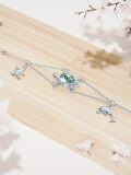 wholesale 925 Sterling Silver Turtle & Dolphin Charm Bracelet w/ Green Stone - Gift for Her-0-3