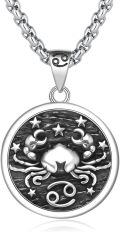 wholesale 925 Sterling Silver Cancer Zodiac Sign Constellation Pendant Necklaces for Men Women Astrology Gifts-0-0