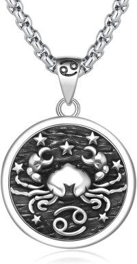 wholesale 925 Sterling Silver Cancer Zodiac Sign Constellation Pendant Necklaces for Men Women Astrology Gifts-6-Cancer (A-Retro Jun.21-July.22)