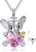 wholesale Sterling Silver Stone Elephant Urn Necklace for Ashes Memorial Jewelry Gift-0-0