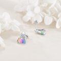 wholesale 925 Sterling Silver Rainbow Shuttlecock Stud Earrings Sporty Gift for Women-0-3