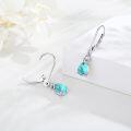wholesale 925 Sterling Silver Teardrop Turquoise & Cubic Zirconia Dangle Earrings for Women-0-1