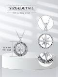 wholesale 925 Sterling Silver Celtic Knot Compass Pendant Necklace for Men & Women-0-5