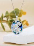 wholesale 925 Sterling Silver Abalone Shell Flower Pendant Necklace for Women Girls-0-3