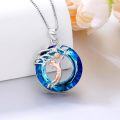 wholesale 925 Sterling Silver Blue Crystal Sports Volleyball Girl Pendant Necklace-0-2