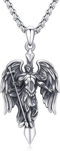 wholesale 925 Sterling Silver Angel Guardian Pendant Necklace for Men & Women-A02-St Michael Sword-A02-St Michael Sword