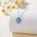 wholesale 925 Sterling Silver Blue Enamel Sea Turtle Pendant with Cubic Zirconias & Gemstones s for Her-0-1