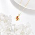 wholesale 14k Gold Red Cardinal Bird Open Heart Pendant Necklace With Red Crystals-0-4