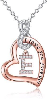 wholesale 14K Rose Gold Sterling Silver Heart Infinity Name Pendant Letter Necklace-E