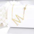 wholesale 14k Gold Initial M Letter Necklace With Bezel Set Cubic Zirconia Stone-0-1